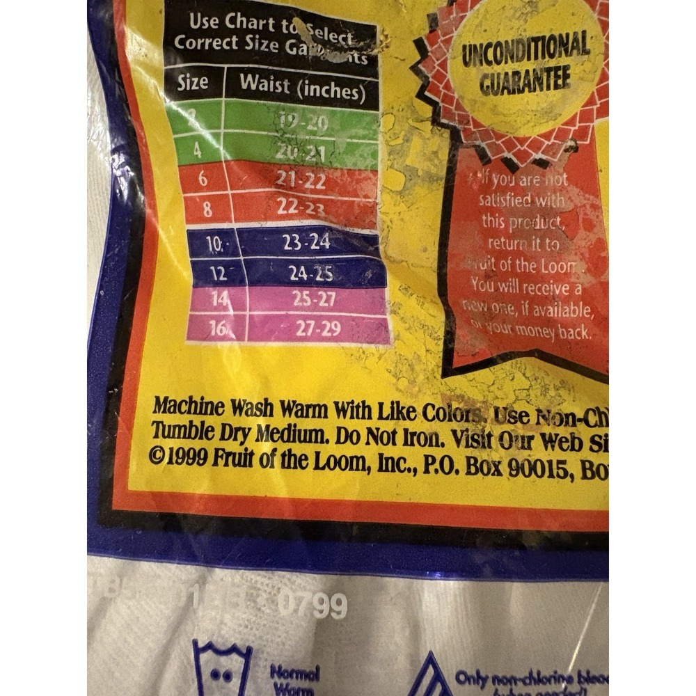 Fruit of the Loom 1996‎ Boys M 6-8 Active Comfort Briefs VTG 5 Pack NOS White - Picture 6 of 8